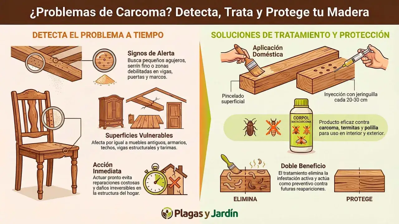 Detecta y trata la carcoma en madera con soluciones como pincelado e inyección. Protege tus muebles y estructura del hogar.